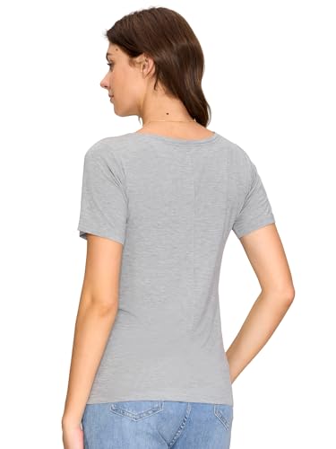 3 Pack Women's Nursing Tops, Breastfeeding Shirts Short Sleeve - color: Black/Light Grey/Light Brown, size: Small