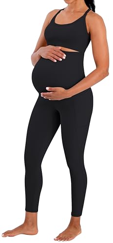 Sunvalix Maternity Leggings for Women, Over Belly Yoga Pants with Pockets - size: Small