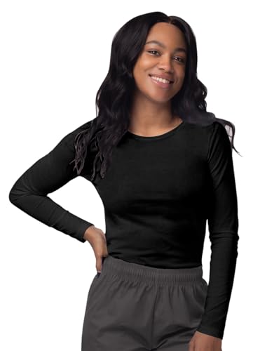 Sivvan Women's Long-Sleeve Comfort Underscrub Tee, Scrubs Undershirts - color: Black, size: X-Small
