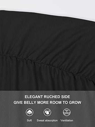 Glampunch Maternity Shirts Short & Long Sleeve Wrap Maternity Tops - color: 03-black, size: Small