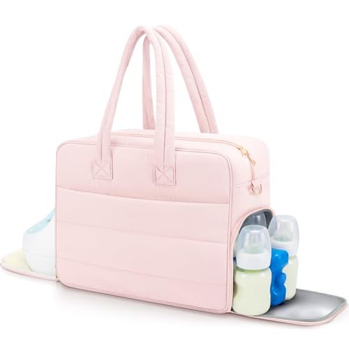 Breast Pump Bag with Insulated Breast Milk Cooler Pocket, Fits Spectra S1/S2 & Most Pumps, Water‑Resistant Work & Travel Tote with 15.6" Laptop Sleeve, Stroller Straps, Luggage Sleeve & Ice Pack, Pink - color: Pink