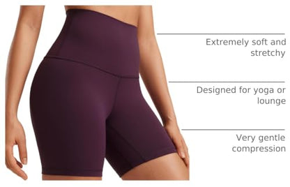 CRZ YOGA Super High Waist Biker Shorts 6" - color: Deep Purple, size: Medium