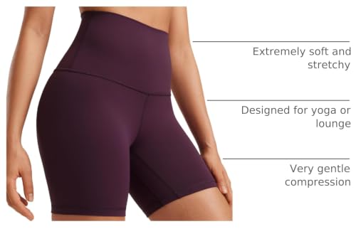 CRZ YOGA Super High Waist Biker Shorts 6" - color: Deep Purple, size: Small