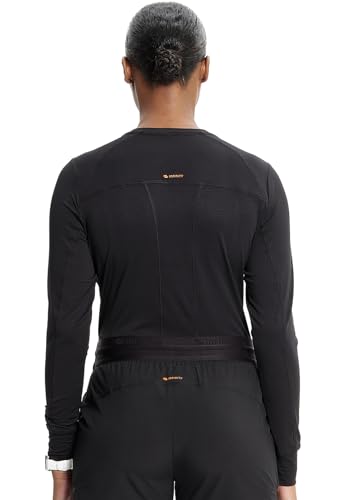 Cherokee Infinity Long Sleeve Underscrubs for Women Round Neck Top - color: Black, size: XX-Large Plus