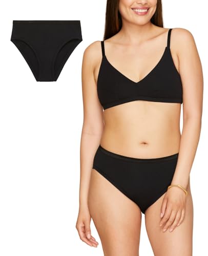Subset Women's Organic Cotton Mid-Rise Bikini, Knickey Underwear, Single - color: Carbon, size: Medium