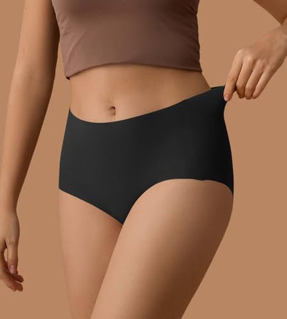 SHARICCA Seamless High Waisted Briefs Underwear Womens No Show Panties Pack - color: All Black, size: 4X-Large