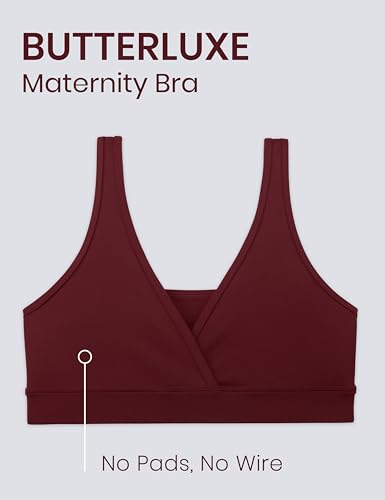 CRZ YOGA Maternity V Neck Nursing Bras - color: Red Merlot, size: Small