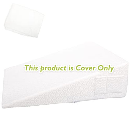 Wedge Pillow Cover for 26x25x7.5 Bed Wedge Pillow, Hypoallergenic, Replacement Pillowcase Cover with Zipper & Pockets - color: White