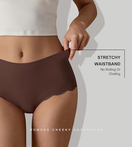 SHARICCA Seamless Underwear for Women Silk High Waisted Cheeky Panties Pack - color: Black/Dark Brown/Deep Brown/Light Beige/White, size: Medium