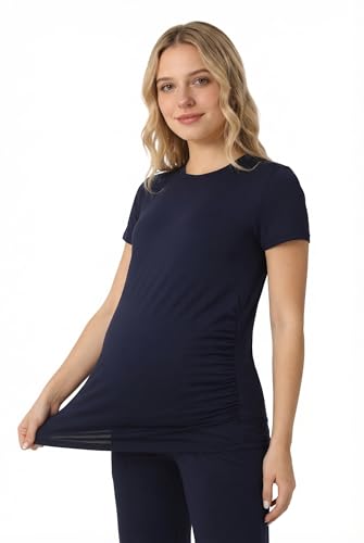 Womens Maternity Pajamas 2 Piece Set Short Sleeve - color: Navy, size: X-Large