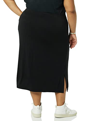 Amazon Essentials Women's Pull-On Knit Midi Skirt with Elastic Waist, Slits - color: Black, size: 6X