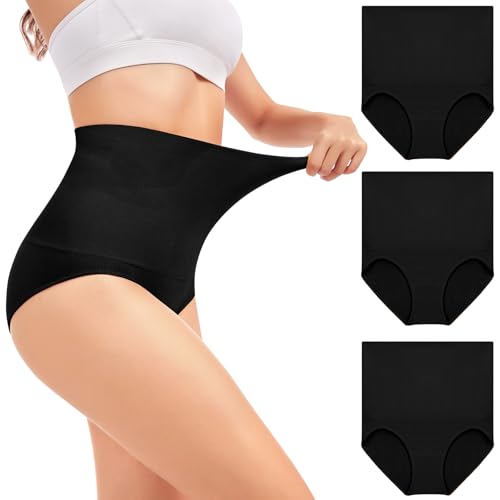 OVRUNS Tummy Control Shapewear Panties for Women High Waisted Compression Underwear C Section Postpartum Full Coverage Briefs - color: 3pack-black, size: X-Large