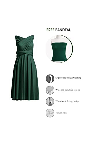 72styles Multi-Way Wrap Short Infinity Dress for Bridesmaids - color: Dark Green