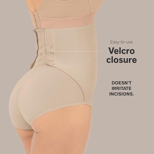 Leonisa BellyFlex Total High-Waist Post-Surgical Compression Underwear, Adjustable Belly Wrap, Tummy Control Shapewear Girdle - color: Beige, size: X-Large