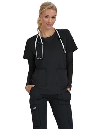 Women's Underscrub Long Sleeve Undershirt Stretch Sun Protection for Nurses - color: Black, size: Medium