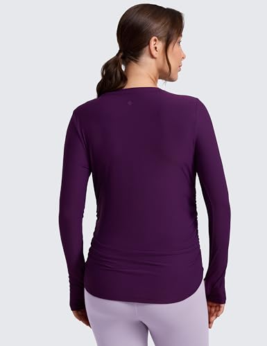CRZ YOGA Maternity Side Ruched Tops - color: Plum Magenta, size: Medium