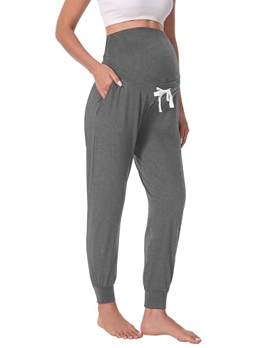 Women's Maternity Joggers Over Belly Sweatpants - color: Hempgray, size: Small
