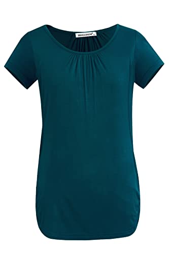 Smallshow Women's Nursing Tops Ruched Short Sleeve Breastfeeding Shirts 3-Pack - color: Black-deep Grey-teal, size: Small