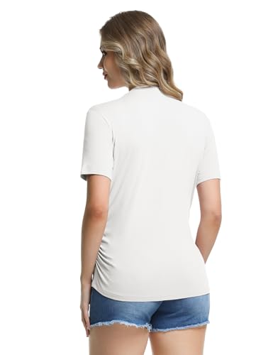 Siimcuzy 1/4 Pack Women's Maternity Shirts Short Sleeve Side Ruched - size: Large