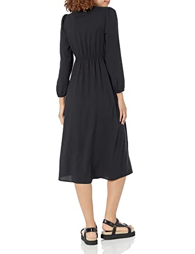 Amazon Essentials Women's Lightweight Georgette Long Sleeve V-Neck Midi Dress (Available in Plus Size) - color: Black, size: Medium