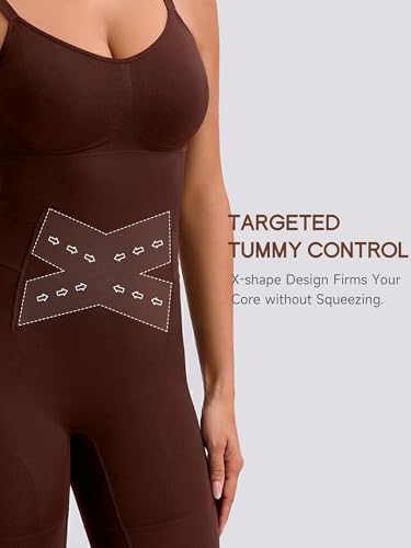 Bathroom Friendly Full Body Shapewear Bodysuit for Women - color: Coffee, size: X-Large