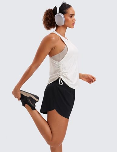 CRZ YOGA Pima Cotton Ruched Tank Top - color: Ice Grey/White, size: Medium