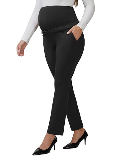 Maternity Work Pants Skinny Office Trousers - color: Black, size: X-Large