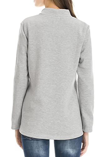 Smallshow Women's Fleece Nursing Tops Shirts Long Sleeve Breastfeeding Clothes - color: Light Grey, size: Large