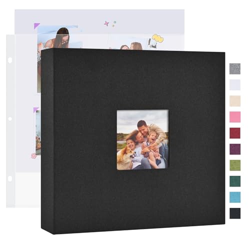 Mublalbum 10x10 Inch 3 Ring DIY Scrapbook Photo Album 40 Pages, Black - color: Black, size: 10x10 Inch 40 Pages