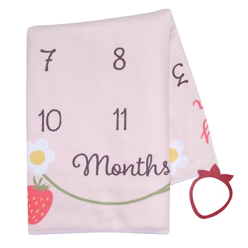 Lambs & Ivy Strawberry Patch Milestone Photo Opportunity Baby Blanket - color: Strawberry