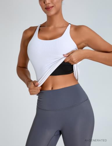 BMJL Womens Workout Tops Built in Bra Open Back Tank Top Running Gym Shirts - color: White, size: X-Large