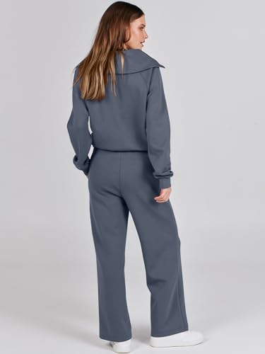 ANRABESS Women 2 Piece Set Sweatsuits Lounge Fall Outfits - color: Gray, size: X-Large