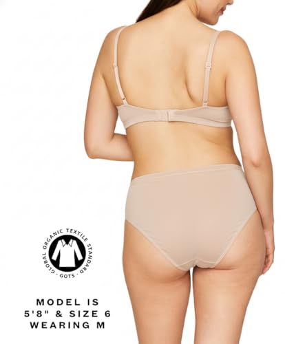 Subset Women's Organic Cotton Mid-Rise Bikini, Knickey Underwear, Single - color: Stone, size: Large