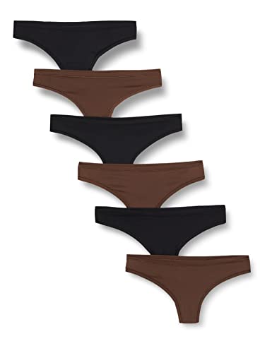 Amazon Essentials Women's Breathable Microfibre Seamless Panties (Available in Plus Size), Pack of 6 - color: Black/Rich Hazel, size: Medium