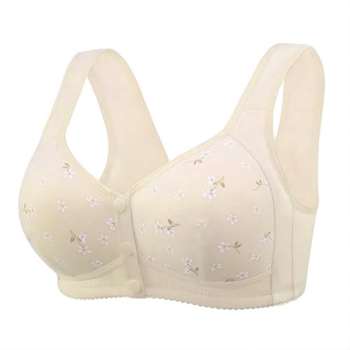 Daisy Bras for Older Women No Underwire Front Closure Comfort Senior Wireless Snap Closing Bra - color: Skin