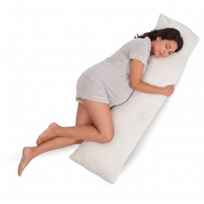 Snuggle-Pedic 18x54 Down Alternative Maternity Body Pillow for Side Sleeper - color: Snow White