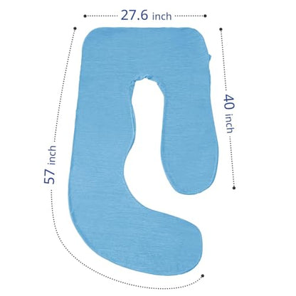 Sasttie Cooling Pregnancy Pillow Cover for 57-inch Maternity Pillow, Blue - color: Blue