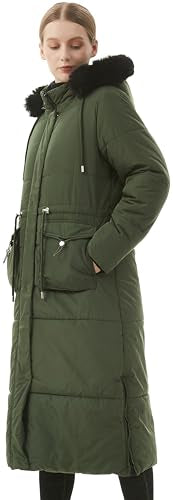 MOERDENG Women's Long Winter Puffer Coat Waterproof Warm Maxi Down Jacket - color: Army Green, size: XX-Large