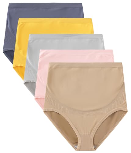 Maternity Underwear Over Bump, Seamless Maternity Support Panties, Plus Size, Multi Pack - color: 5 Pack. Essentials, size: X-Large