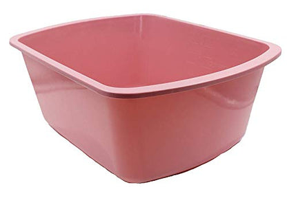Portable Rectangular Plastic Wash Basin, 6 Quarts with Graduations, Rose (Pack of 2)