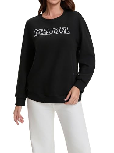 Women Waffle Knit Mama Embroidered Zippers Breastfeeding Nursing Sweatshirt - color: Black, size: Large