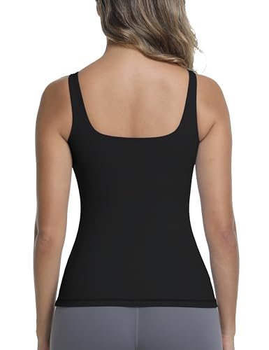 Nursing Tank Top Breastfeeding Square Neck Shirt - color: Black, size: XX-Large