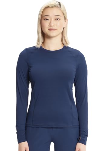 Cherokee Infinity Long Sleeve Underscrubs for Women Round Neck Top - color: Navy, size: X-Small