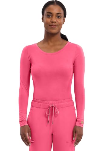 Healing Hands Underscrub Long Sleeve Women Knits Scrub Tops - color: Carnation Pink, size: X-Large