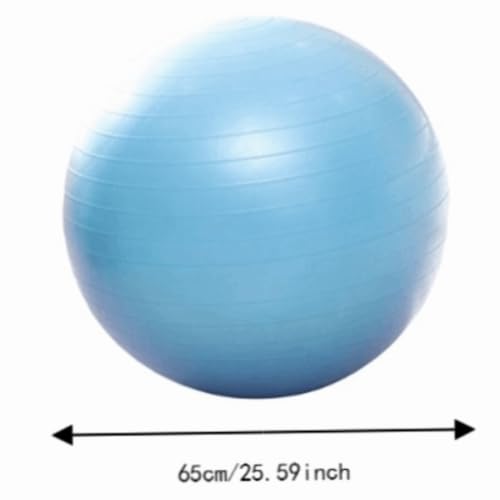 Exercise Ball, Blue Ribbed PVC Yoga Stability Anti-Burst Ball with Pump, 55cm 65cm 75cm for Balance Training and Core Workout - size: 65cm