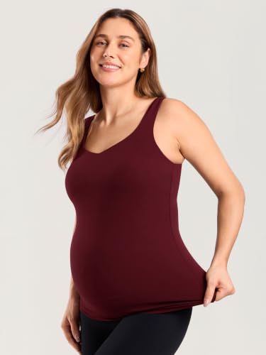 MOMANDA Maternity Nursing Tank Tops - color: Red Merlot, size: Large