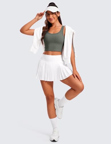 CRZ YOGA Ribbed U Neck Crop Tank Tops - color: Grey Sage, size: XX-Small