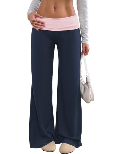 BLENCOT Women's Maternity Pants Wide Leg Over The Belly Pregnancy Pants - color: Sail Blue, size: Small