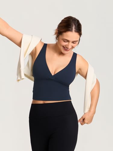 MOMANDA Longline Crossover Nursing Bras - color: Twilight Blue, size: Medium