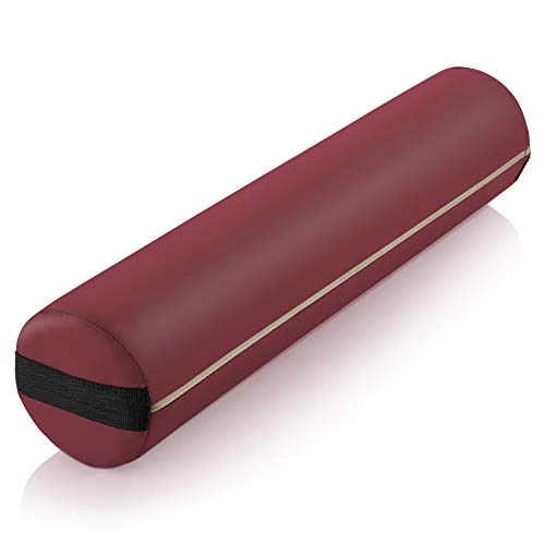 Saloniture Full Round Massage Table Bolster Pillow Pad - 26 x 6 Inch - Burgundy - color: Burgundy